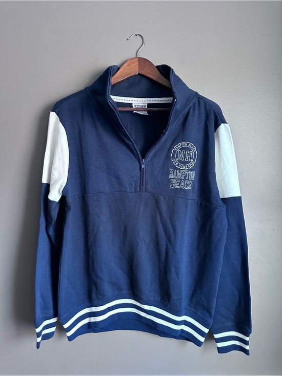 Exist Tops - Exist Beach Hampton Beach Quarter Zip Sweatshirt – Size Medium | Navy & Cream